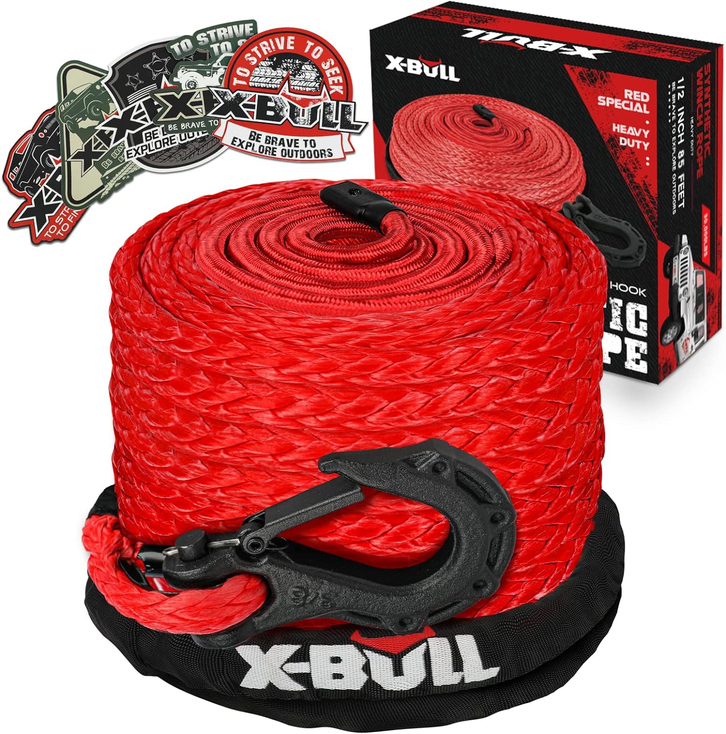 12mm Super 12 HMPE Synthetic Winch Rope With Hook - Multiple Lengths Available