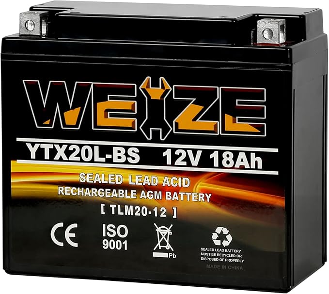 Weize YTX20L-BS High Performance Power Sports Battery